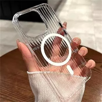 Мягкий гофрированный чехол Magsafe для iPhone 16 11 12 13 14 15 Pro Max, магнитный противоударный прозрачный силиконовый бампер iPhone 11 чёрный