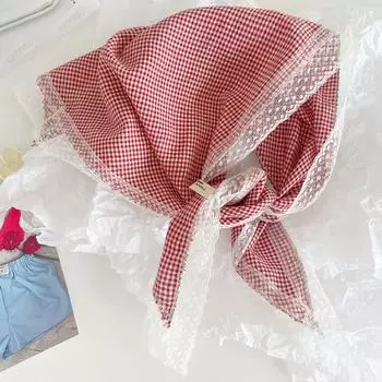 Мягкий головной платок с решеткой и треугольной повязкой для волос, новая повязка на голову для девочек