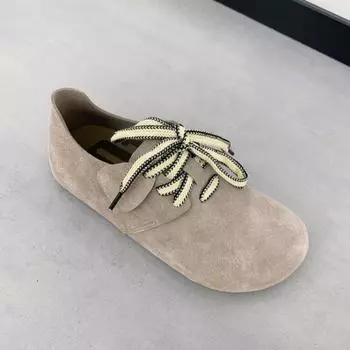 Мягкий хлеб~ грязеотталкивающая матовая кожа, большой круглый носок, шнуровка, повседневные туфли на платформе для женщин 35