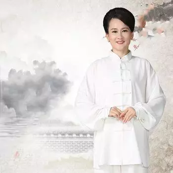 Мягкий хлопковый костюм для тайцзи, кунг-фу, ушу, тайцзи, одежда для мужчин и женщин, весна и осень, однотонная одежда для занятий боевыми искусствами, йогой, тхэквондо XS