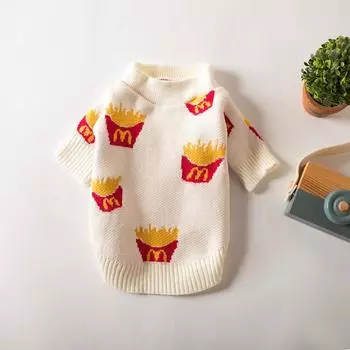 Мягкий хлопковый свитер для домашних животных, одежда для маленьких собак, милый принт с изображением картофеля фри, высококачественная дизайнерская куртка для кошек и животных XS