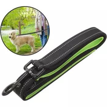 Мягкий и толстый поводок для собак с двумя ручками длиной 1,5 м, высококачественные нейлоновые двойные мягкие ручки для средних, больших или очень больших собак чёрный/красный