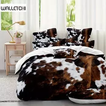 Мягкий и удобный комплект пододеяльников с принтом коровы для спальни и гостевой комнаты, включает 1 пододеяльник и 1/2 наволочки 135X200cm
