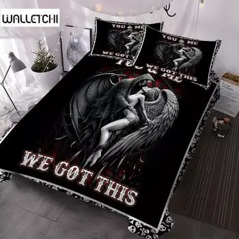 Мягкий и удобный комплект постельного белья с принтом «Смерть и ангел» для спальни и гостевой комнаты, в который входит 1 пододеяльник и 2 наволочки 135X200cm