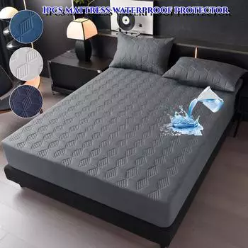 Мягкий и удобный водонепроницаемый чехол для матраса - стеганый, однотонный, подходит для всех сезонов, можно стирать в стиральной машине, наволочка в комплект не входит серый