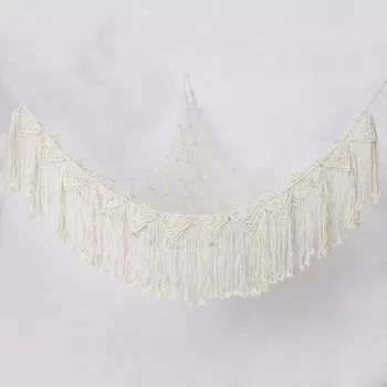 Мягкий игрушечный гамак и настенное украшение: Тканая треугольная сетчатая сумка для хранения 130x110x110cm