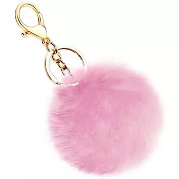Мягкий искусственный мех кролика, брелок, плюшевый мяч, брелок для ключей, милая сумка с помпонами, подвеска для женщин и девочек розовый