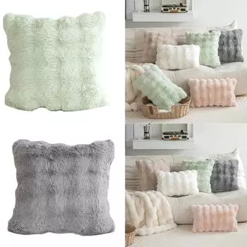 Мягкий искусственный мех кролика наволочка 3D мягкий плюш пузырьковый бархатный чехол для подушки для домашнего декора белый