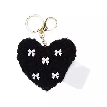 Мягкий Искусственный Пушистый Брелок Подвеска Элегантные Брелоки в Форме Сердца Подвески Украшения Брелок Сердце Любви Подвеска на Сумку чёрный