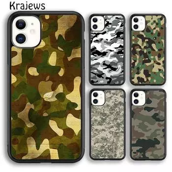 Мягкий камуфляжный чехол Krajews Army Camo для iPhone 14 5 6s 7 8 plus XR XS 11 12 13 pro max Samsung S21 S22ultra Plus iPhone 6plus