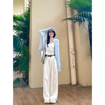 Мягкий Клейкий Светло-голубой Кардиган Верхняя одежда Свитер Ранняя осень Blue L