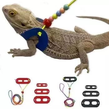 Мягкий комплект шлейки для рептилий, регулируемый поводок для ящерицы, удобная веревка для тяги ящерицы, бородатая агама чёрный