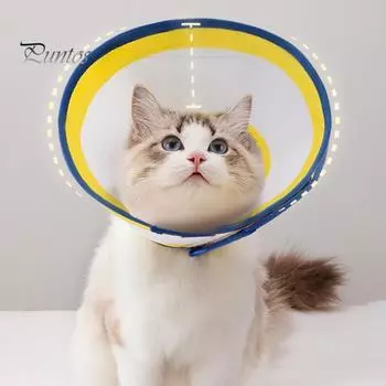 Мягкий конус для собак после операции, антилизательный конус для домашних животных, регулируемый дышащий ошейник для восстановления собак, защита для домашних животных от кожных заболеваний M жёлтый/синий