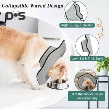 Мягкий конусный ошейник для собак, ошейник для восстановления после операции, регулируемый защитный ошейник для домашних животных, предотвращающий облизывание домашних животных, конусный ошейник для больших и средних собак S серый