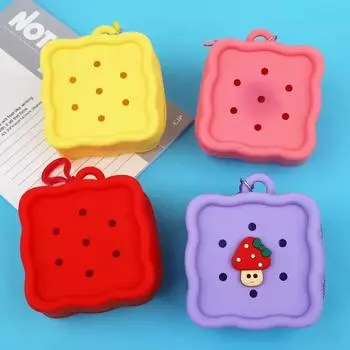 Мягкий кошелек для монет с отверстиями, мини-силиконовый держатель для карт, сумка для хранения на молнии для женщин и девочек, милый кошелек своими руками