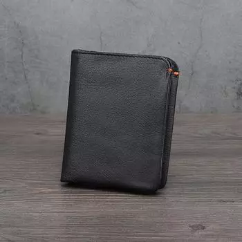 Мягкий кошелек из воловьей кожи, мужской держатель для удостоверения личности, кредитной карты, роскошный кошелек, черный, стильный минимализм, складные кошельки для мужчин коричневый