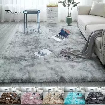 Мягкий ковер Puntos Tie-Dye, напольный коврик, пушистый противоскользящий коврик, домашний декор для гостиной 40*60cm глубокий/серый