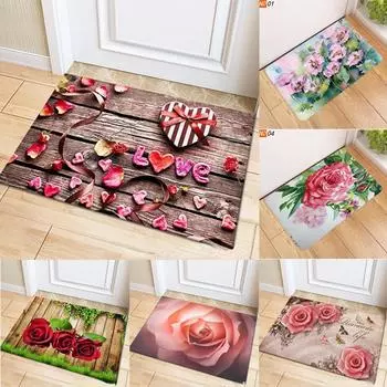 Мягкий ковер Спальня Гостиная Коврик для ванной комнаты Домашний декор Цветочный сад Коврик для входной двери Ковер 40x60cm