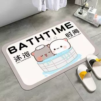 Мягкий коврик для двери Peach Cat Diatom Mud, впитывающий коврик для ванной, коврик для ног в туалете, нескользящий коврик для двери в туалет 40 * 60cm Diatom Mud