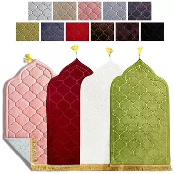 Мягкий коврик для молитвы на коленях, нескользящий коврик для молитвы, фланелевый ковер для мусульман Рамадан, тисненые напольные ковры 65x110cm