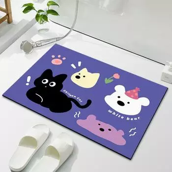 Мягкий коврик для пола в ванной комнате с диатомовой грязью, впитывающий коврик для унитаза, коврик для двери в туалет, нескользящий быстросохнущий коврик для входа 40 * 60cm crystal velvet