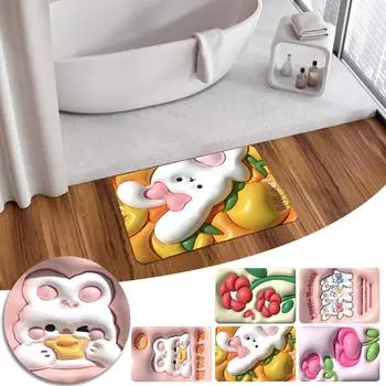 Мягкий коврик из диатомовой грязи, расширенный маленький цветок, 3D Vision, нескользящий напольный коврик для ванной и туалета