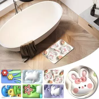 Мягкий коврик из диатомовой грязи, расширенный маленький цветок, 3D Vision, нескользящий напольный коврик для ванной и туалета