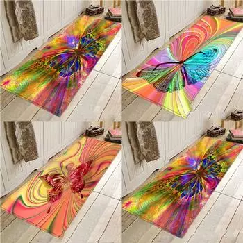 Мягкий коврик с рисунком бабочки, нескользящий впитывающий коврик для гостиной на кухне