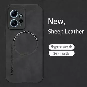 Мягкий кожаный чехол из овчины для Redmi 13C 12C 10 9 A3 Note 13 Pro Plus 10S 11S 12S 10 11 12 4G 5G K60 Ultra K70 Redmi 9A чёрный