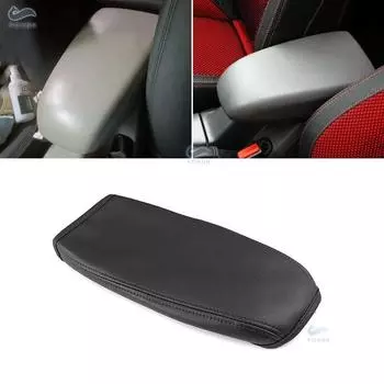 Мягкий кожаный чехол на центральный подлокотник для Ford Focus 2007, крышка центральной консоли автомобиля, подлокотник, кожный покров, наклейка, отделка чёрный