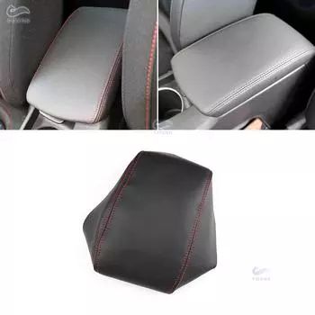 Мягкий кожаный чехол на центральный подлокотник для Peugeot 308 2012 2013 2014 2015 2016, крышка центральной консоли автомобиля, крышка подлокотника, наклейка, наклейка A Black-red line