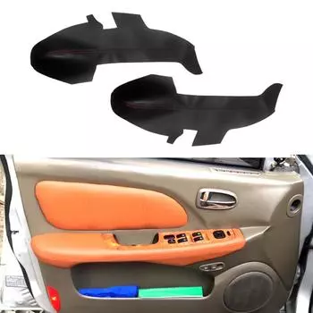 Мягкий кожаный чехол на дверной подлокотник для Hyundai Sonata 2004 2005 2006 2007 2008, автомобильный Стайлинг, передний 2-дверный подлокотник, панель чёрный