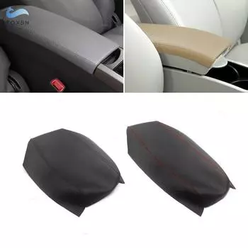 Мягкий кожаный чехол на подлокотник для Toyota Prius 2004-2012 2013 2014 2015, автомобильный центральный подлокотник, кожный чехол, наклейка, отделка A Black-red line