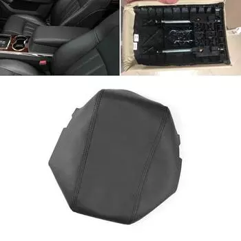 Мягкий кожаный подлокотник из микрофибры, чехол для Chrysler 300 2008 2009 2010, салон автомобиля, центральный подлокотник, крышка, наклейка, отделка чёрный