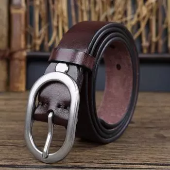 Мягкий кожаный ремень, женский джинсовый ремень, литературный чистый первый слой из коровьей кожи, женский ретро-простой и универсальный декор 95cm чёрный