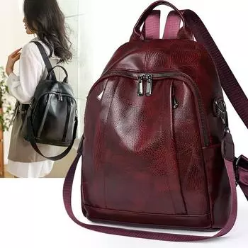 Мягкий кожаный рюкзак для женщин 2024 года, новая корейская версия, модный женский рюкзак, большая вместительная дорожная сумка для мам