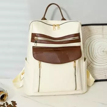 Мягкий кожаный рюкзак для женщин, большой вместимости, дорожный рюкзак белый