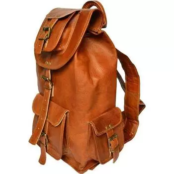 Мягкий кожаный рюкзак из натуральной винтажной сумки, женские дорожные сумки на плечо, рюкзак 16 x 8 x 8 in коричневый