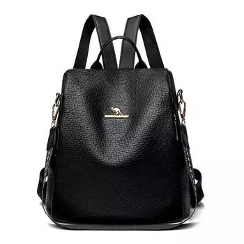 Мягкий кожаный рюкзак, многофункциональная сумка, противоугонный рюкзак, простой, универсальный, большой емкости, дорожный школьный ранец чёрный