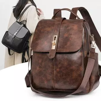 Мягкий кожаный рюкзак, женская сумка через плечо, рюкзак большой емкости для поездок на работу кофейный