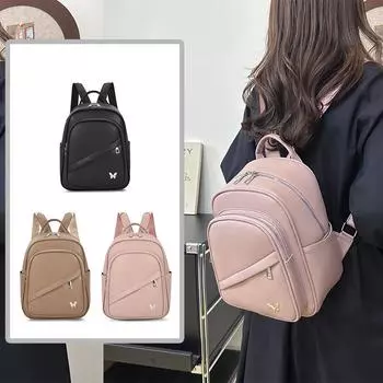 Мягкий кожаный рюкзак женский однотонный рюкзак большой вместимости школьная сумка для школьников хаки