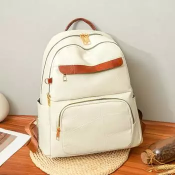 Мягкий кожаный рюкзак, женский ретро-рюкзак для путешествий кофейный