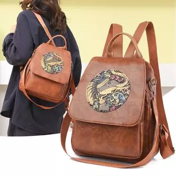 Мягкий кожаный рюкзак, женский рюкзак большой вместимости, многофункциональная сумка через плечо, дорожная сумка чёрный