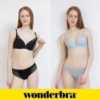 Мягкий кружевной бюстгальтер без косточек и трусики, комплект из 4 предметов, черный + синий WBW4N2526_T 75D(90)