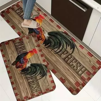 Мягкий кухонный коврик с изображением петуха и подсолнуха, кухонный коврик против усталости, набор водонепроницаемых нескользящих ковриков, коврик для бегуна, прикроватный коврик, впитывающий ковер для кухни 40x60cm/15.7x23.6 Inches