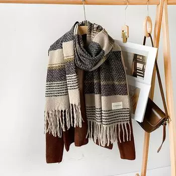 Мягкий липкий шарф с рождественской атмосферой для женщин и мужчин, универсальная и высококачественная клетчатая шаль 200*64cm