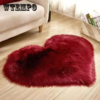 Мягкий лохматый ковер, ковры с сердечками, сплошной цвет, искусственная овчина, волосатый коврик, шерстяной искусственный пушистый коврик 30x40cm розовый