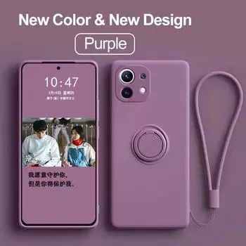 Мягкий магнитный чехол-держатель для кольца для Xiaomi Mi 12 12X 12T 11i 10 11 Lite 10T 11T Poco F3 X3 X4 M4 Pro 5G жидкий силиконовый чехол For Mi 11T (Pro) чёрный