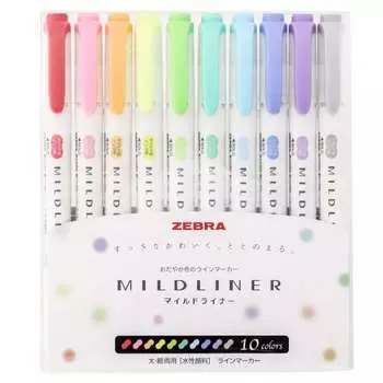 Мягкий маркер Zebra Liner 10 цветов WKT7-10C
