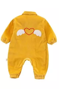 Мягкий материал Вельветовый комбинезон с рисунком ангела, корейская одежда, стильная одежда для младенцев и детей, детская одежда 60 см, 70 см, 80 см, 90 см [EnDast] Детская одежда (66, горчичный